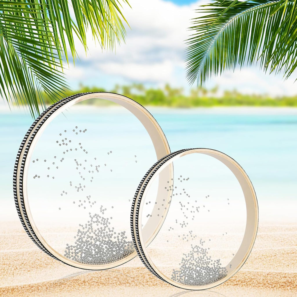 8 Inch 10 Inch Sea Wave Sound Drum, 2 Pcs Wave Bead Ocean Drum Sea Sound Drum with Wooden Shell Musical Instrument Percussion for Home School Supplies