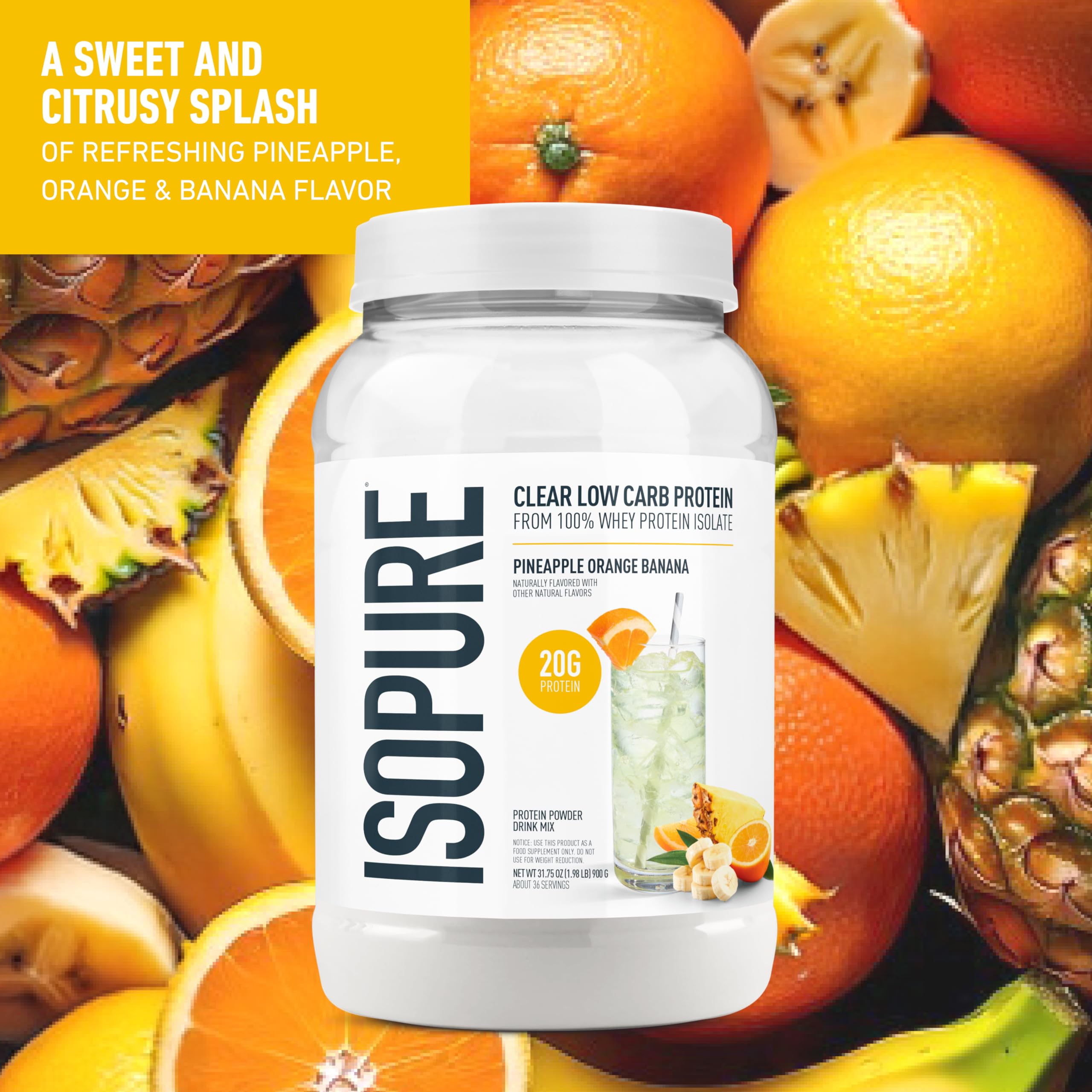Isopure Clear Whey Isolate Protein Powder, Lactose Free, Gluten Free, Naturally Flavored, Mixed Berry, 20g Protein Per Serving, 14.1 Oz, 16 Servings (Packaging May Vary)