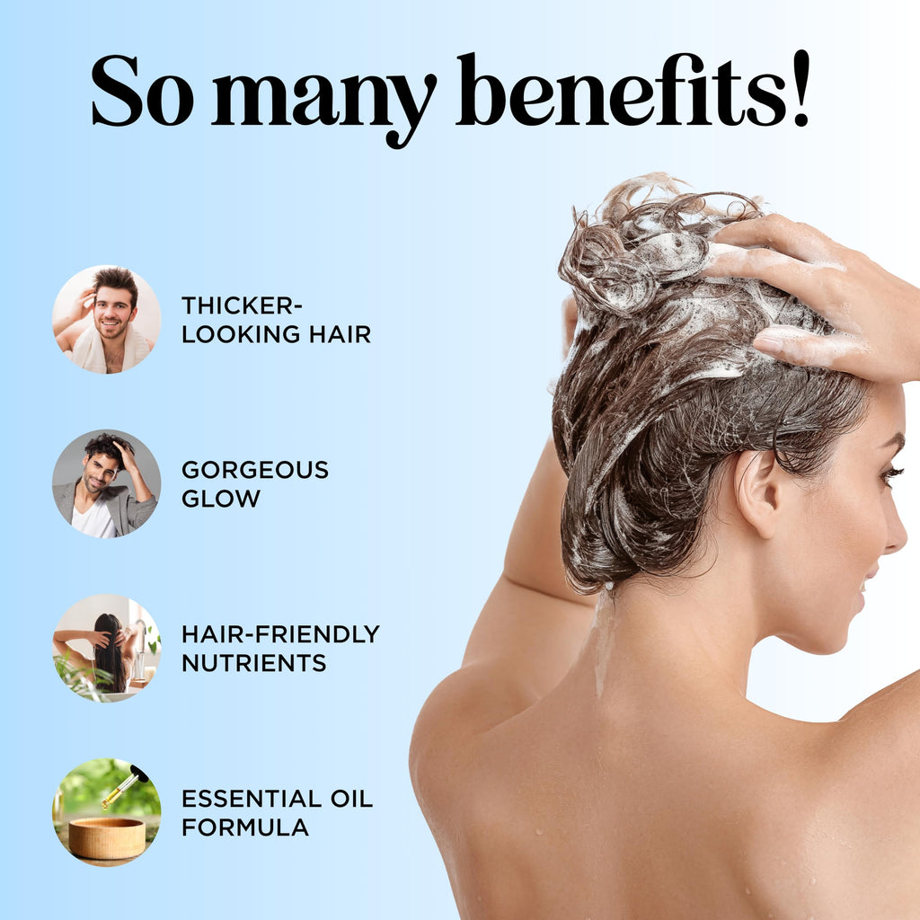 Rosemary and Biotin Shampoo for Thinning Hair - Vegan Volumizing Shampoo for Fine Hair with B Vitamins Argan Oil & Tea Tree Essential Oil - Paraben Silicone and Sulfate Free Vegan Formula (8 Fl Oz)