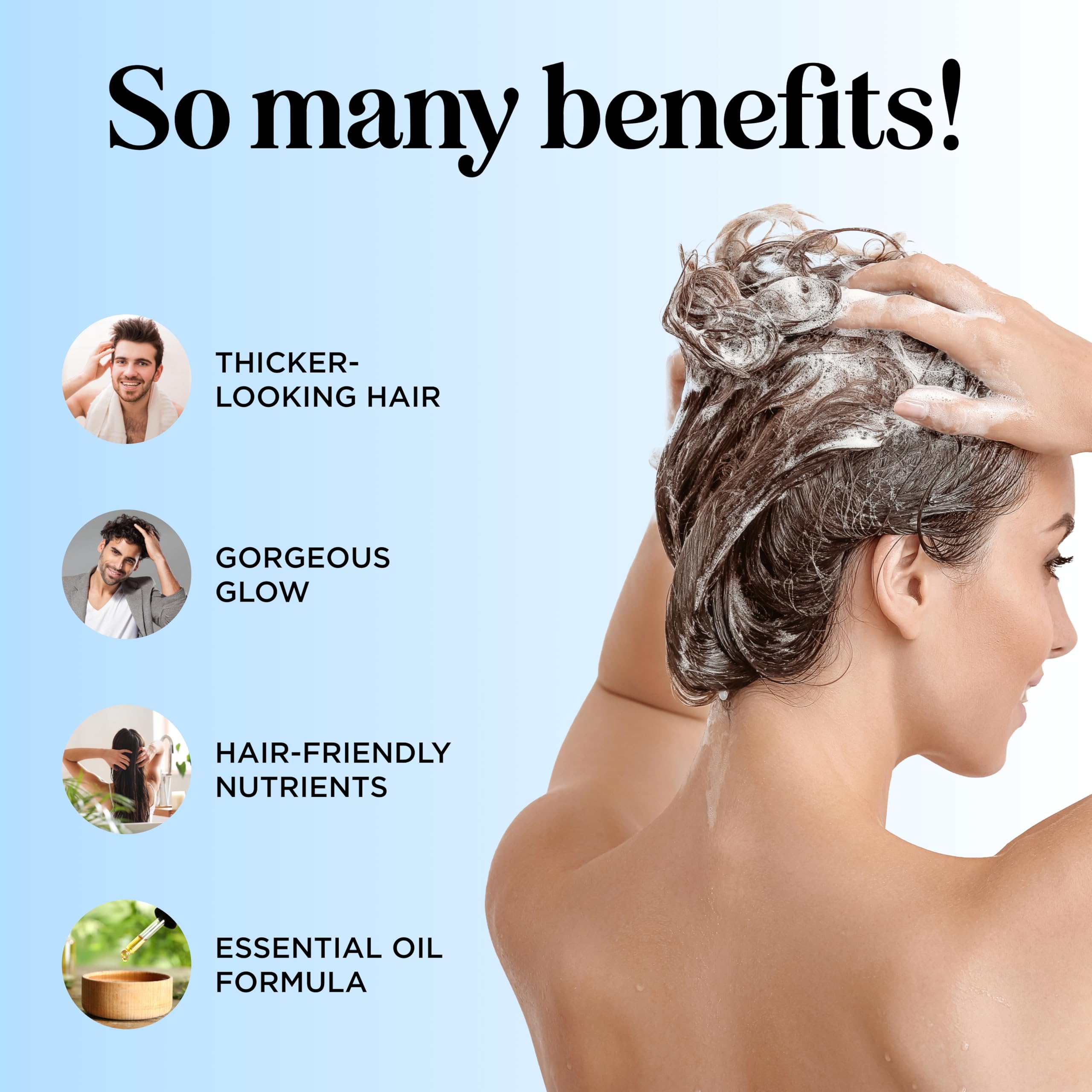 Rosemary and Biotin Shampoo for Thinning Hair - Vegan Volumizing Shampoo for Fine Hair with B Vitamins Argan Oil & Tea Tree Essential Oil - Paraben Silicone and Sulfate Free Vegan Formula (8 Fl Oz)