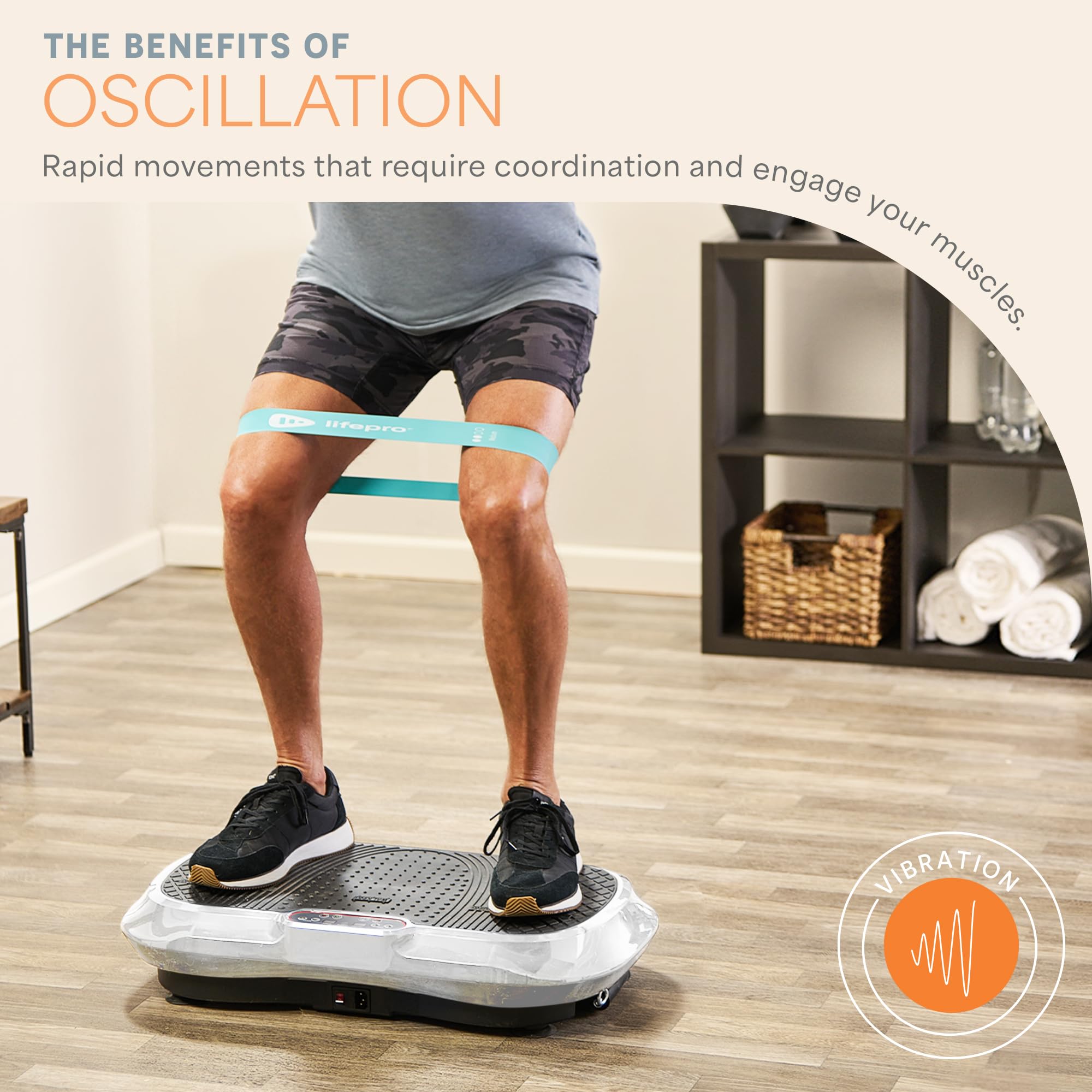 Lifepro Waver Vibration Plate Exercise Machine for Lymphatic Drainage, Muscle Activation, Full-Body Workout Vibrating Platform with Loop Bands, Fitness Equipment for Strength Toning & Fat Loss