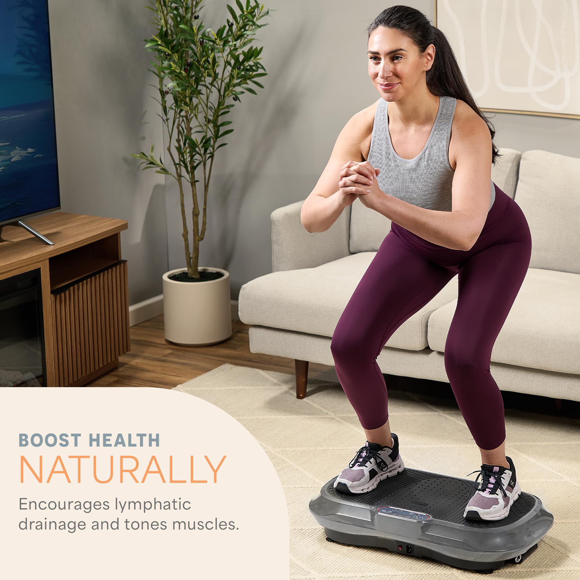 Lifepro Waver Vibration Plate Exercise Machine for Lymphatic Drainage, Muscle Activation, Full-Body Workout Vibrating Platform with Loop Bands, Fitness Equipment for Strength Toning & Fat Loss