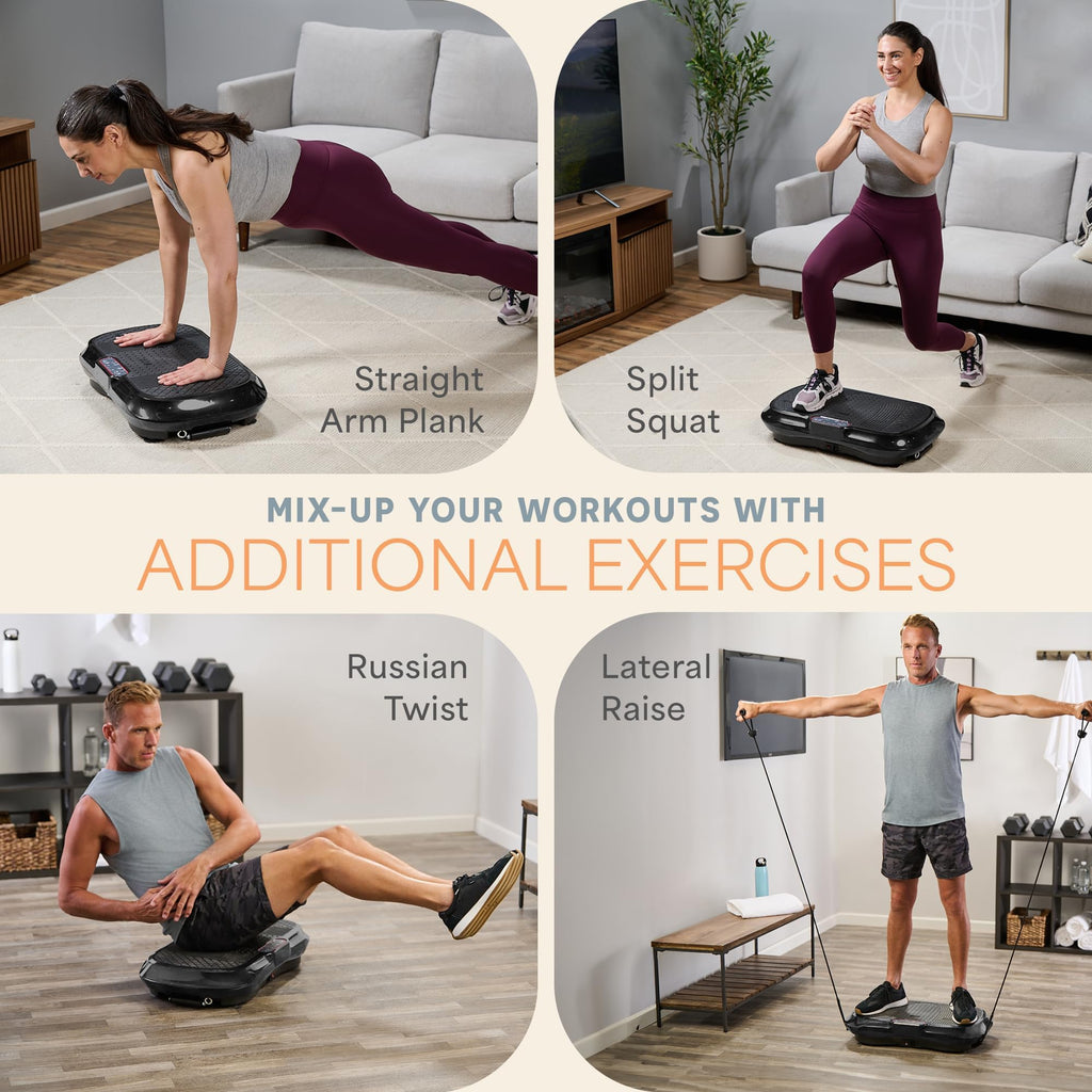 Lifepro Waver Vibration Plate Exercise Machine for Lymphatic Drainage, Muscle Activation, Full-Body Workout Vibrating Platform with Loop Bands, Fitness Equipment for Strength Toning & Fat Loss