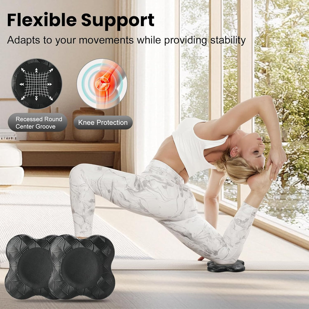 2 Pack Yoga Knee Pads Mat Set - Extra Thick Foam Kneeling Pad Cushion for Knees, Elbows, Wrists, Head - Yoga Essentials for Women Men, Non-Slip Pilates, Meditation, Floor Workouts