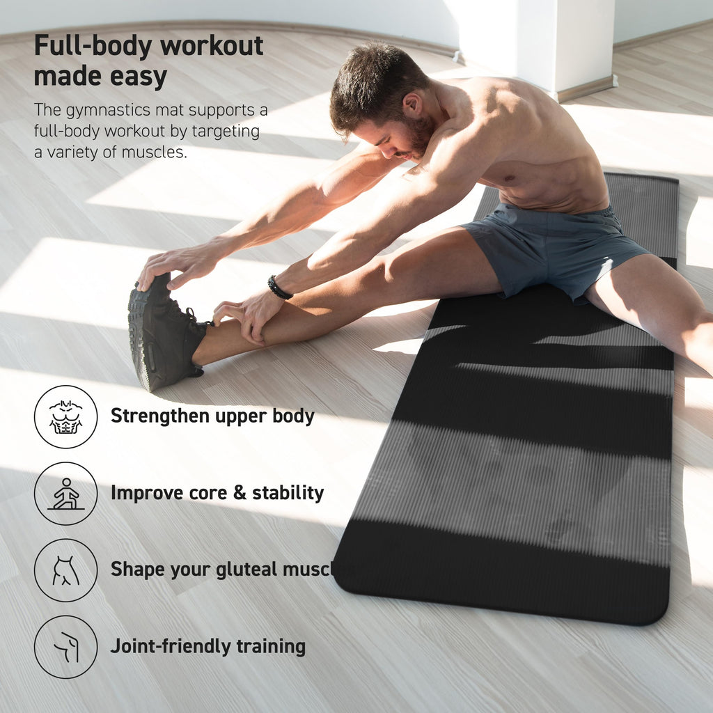 Yoga Mat Premium Non Slip Thick – Extra Comfortable Exercise Mat for Home Workouts, Pilates, Stretching & Gym – Cushioned NBR Foam, Gym Mat with Strap, for Women & Men