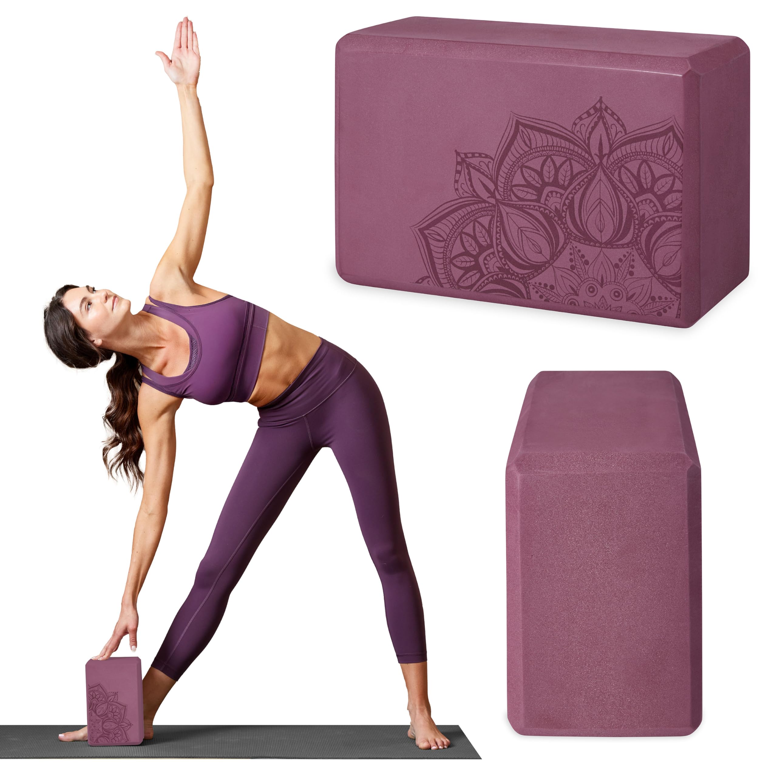 Gaiam Yoga Block - Supportive Latex-Free Eva Foam - Soft Non-Slip Surface with Beveled Edges for Yoga, Pilates, Meditation - Yoga Accessories for Stability, Balance, Deepen Stretches