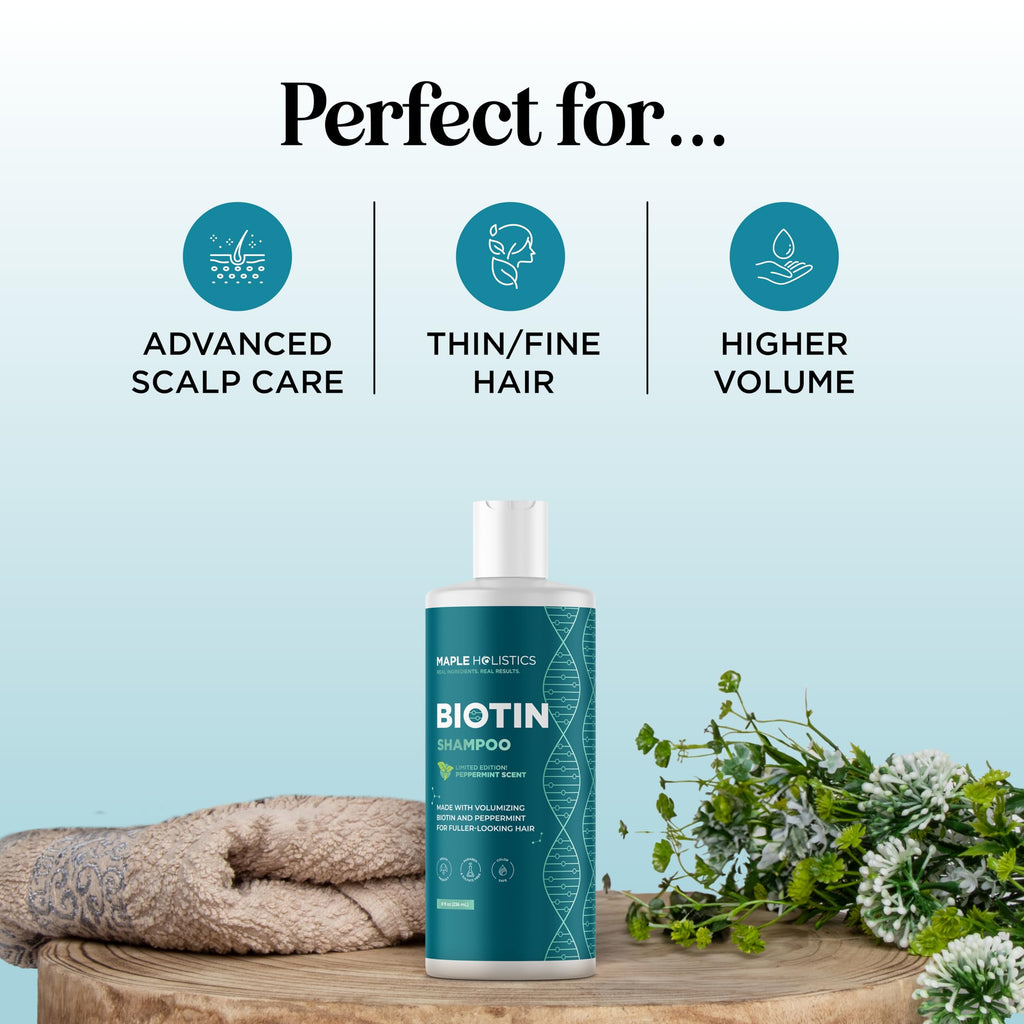 Rosemary and Biotin Shampoo for Thinning Hair - Vegan Volumizing Shampoo for Fine Hair with B Vitamins Argan Oil & Tea Tree Essential Oil - Paraben Silicone and Sulfate Free Vegan Formula (8 Fl Oz)