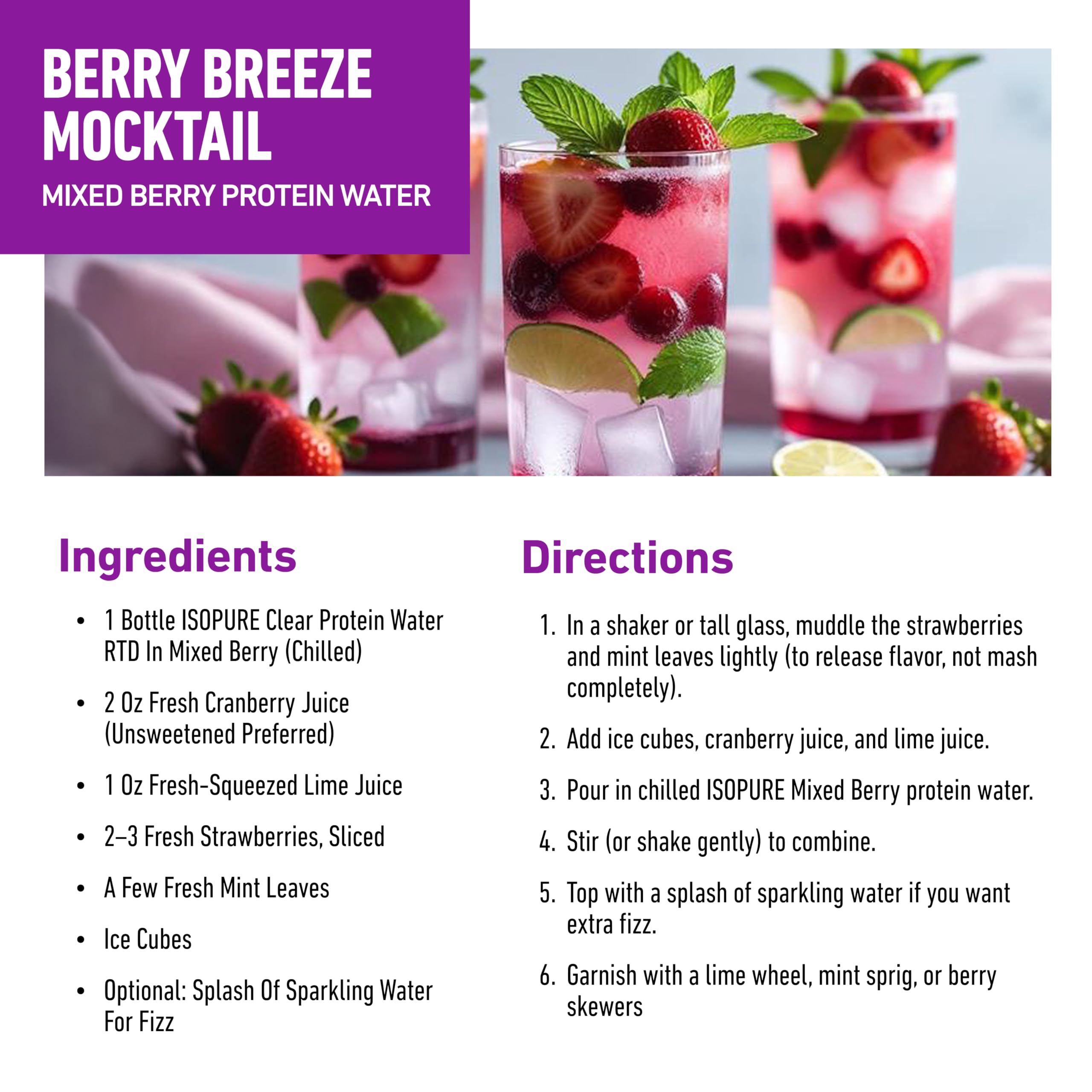 Isopure Clear Whey Isolate Protein Powder, Lactose Free, Gluten Free, Naturally Flavored, Mixed Berry, 20g Protein Per Serving, 14.1 Oz, 16 Servings (Packaging May Vary)