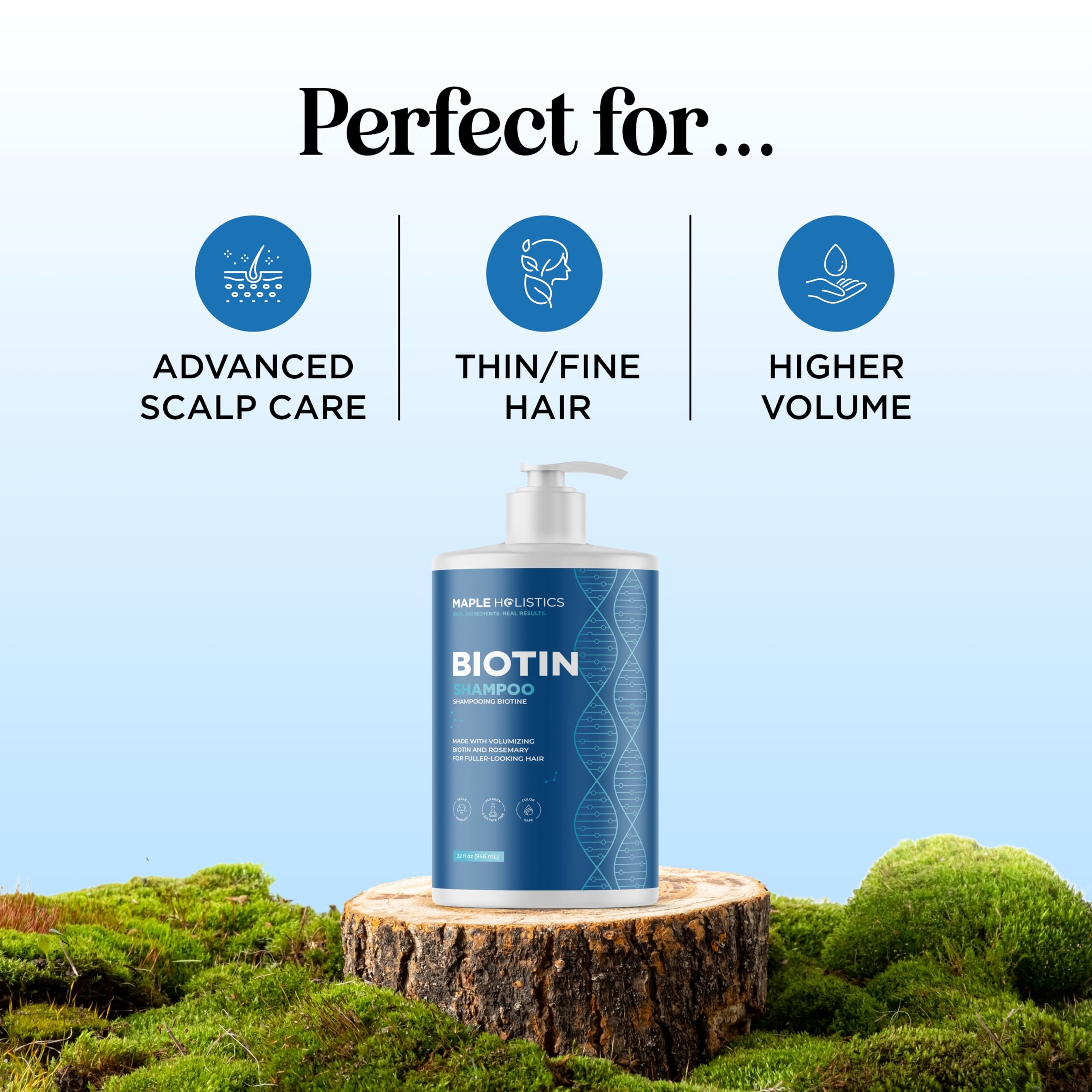 Rosemary and Biotin Shampoo for Thinning Hair - Vegan Volumizing Shampoo for Fine Hair with B Vitamins Argan Oil & Tea Tree Essential Oil - Paraben Silicone and Sulfate Free Vegan Formula (8 Fl Oz)