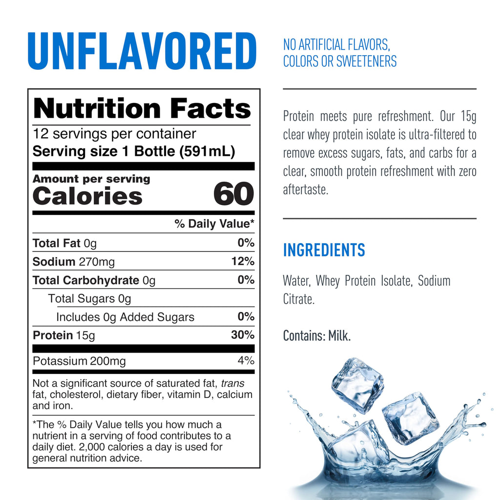 Isopure Clear Whey Isolate Protein Powder, Lactose Free, Gluten Free, Naturally Flavored, Mixed Berry, 20g Protein Per Serving, 14.1 Oz, 16 Servings (Packaging May Vary)