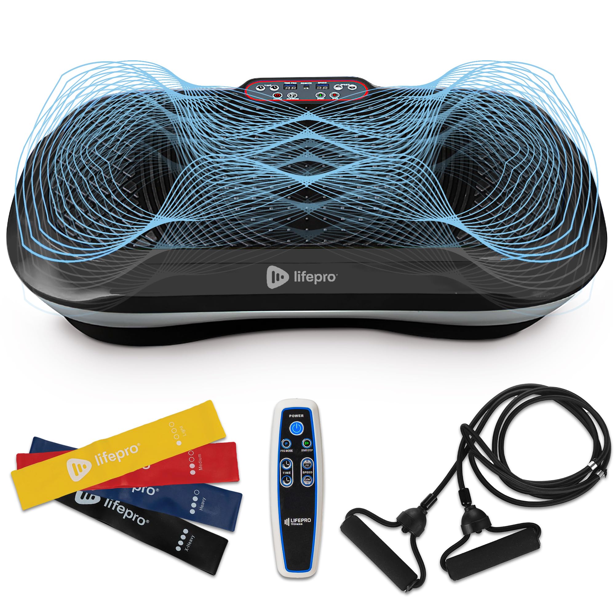 Lifepro Waver Vibration Plate Exercise Machine for Lymphatic Drainage, Muscle Activation, Full-Body Workout Vibrating Platform with Loop Bands, Fitness Equipment for Strength Toning & Fat Loss