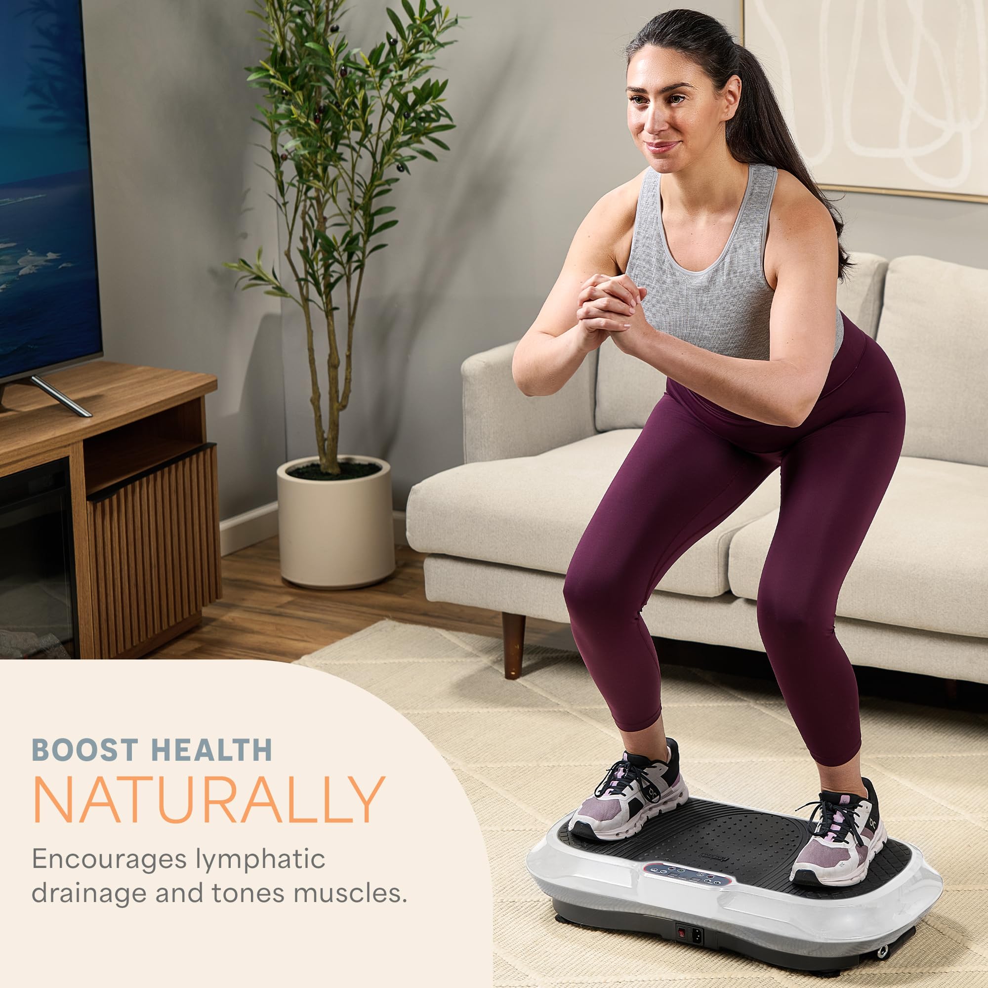 Lifepro Waver Vibration Plate Exercise Machine for Lymphatic Drainage, Muscle Activation, Full-Body Workout Vibrating Platform with Loop Bands, Fitness Equipment for Strength Toning & Fat Loss