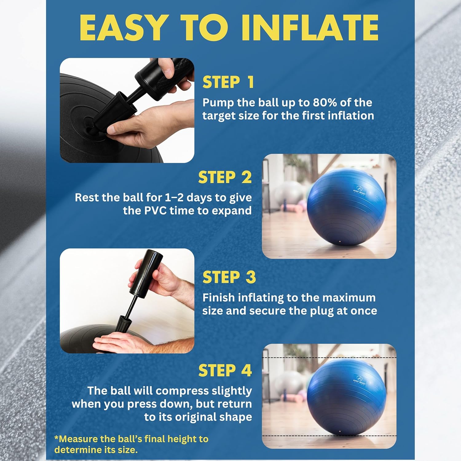 ProBody Pilates Exercise Ball - Multiple Sizes Gym Grade Balance Ball for Fitness, Yoga, Workout, Pregnancy & Physical Therapy