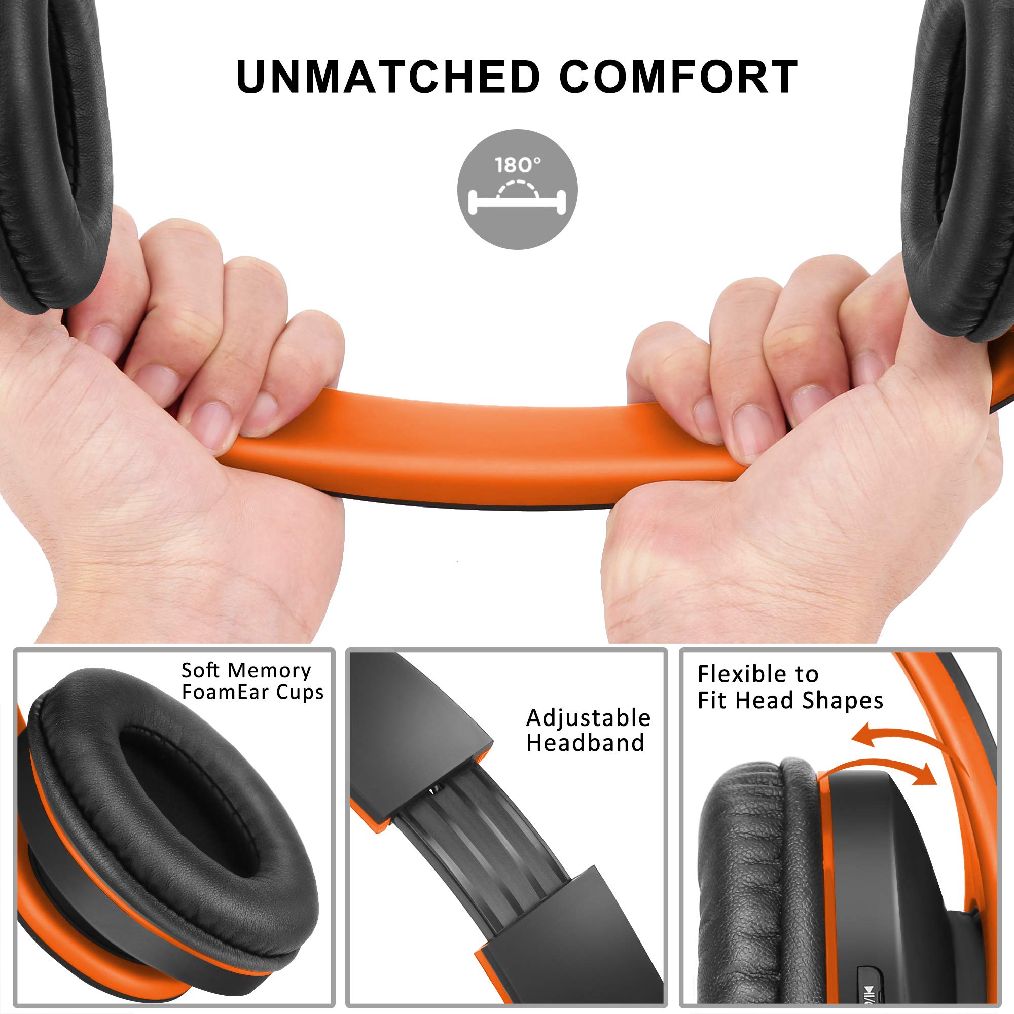 ZIHNIC Bluetooth Headphones Over-Ear, Foldable Wireless and Wired Stereo Headset Micro SD/TF, FM for Cell Phone,PC,Soft Earmuffs &Light Weight for Prolonged Wearing(Rose Gold)