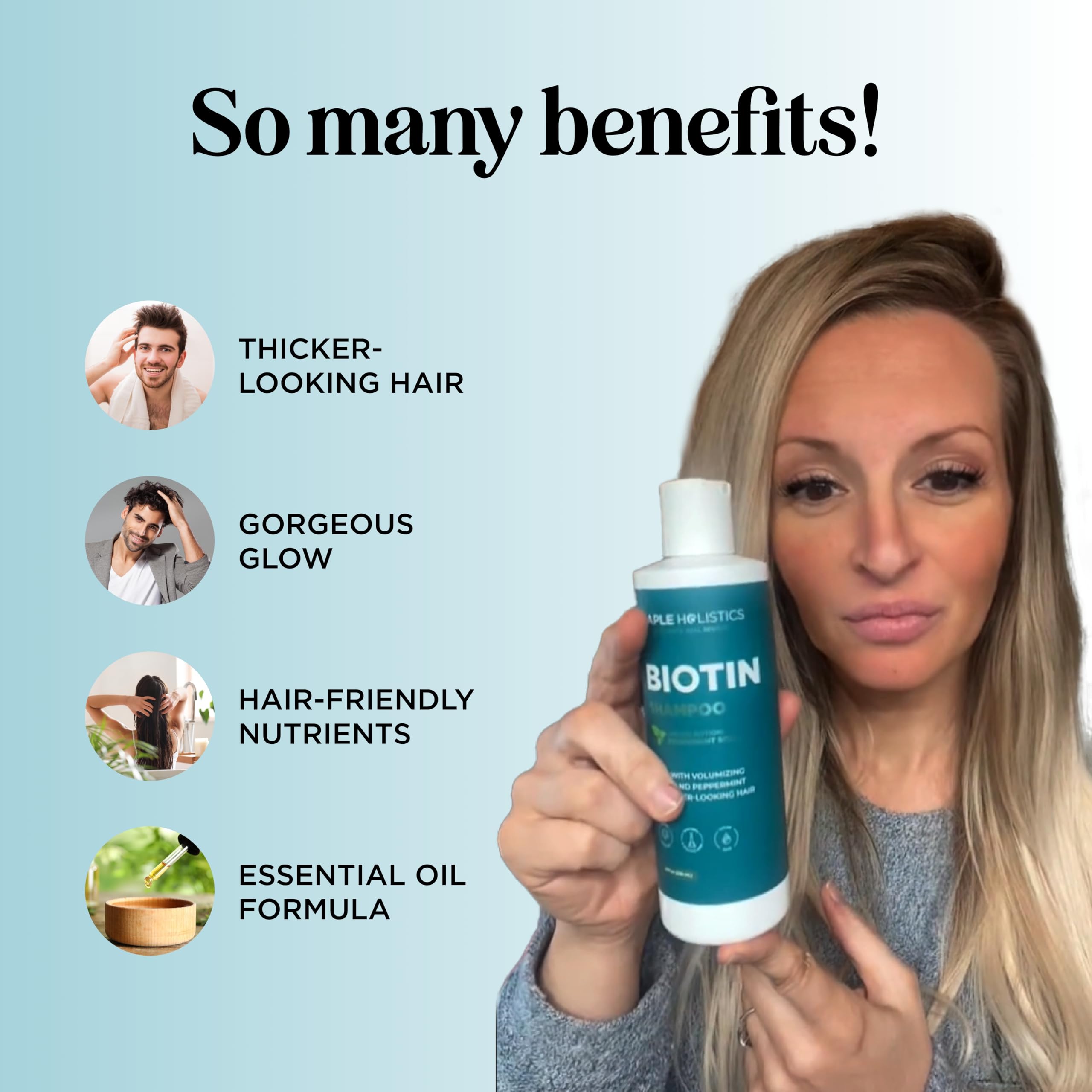 Rosemary and Biotin Shampoo for Thinning Hair - Vegan Volumizing Shampoo for Fine Hair with B Vitamins Argan Oil & Tea Tree Essential Oil - Paraben Silicone and Sulfate Free Vegan Formula (8 Fl Oz)