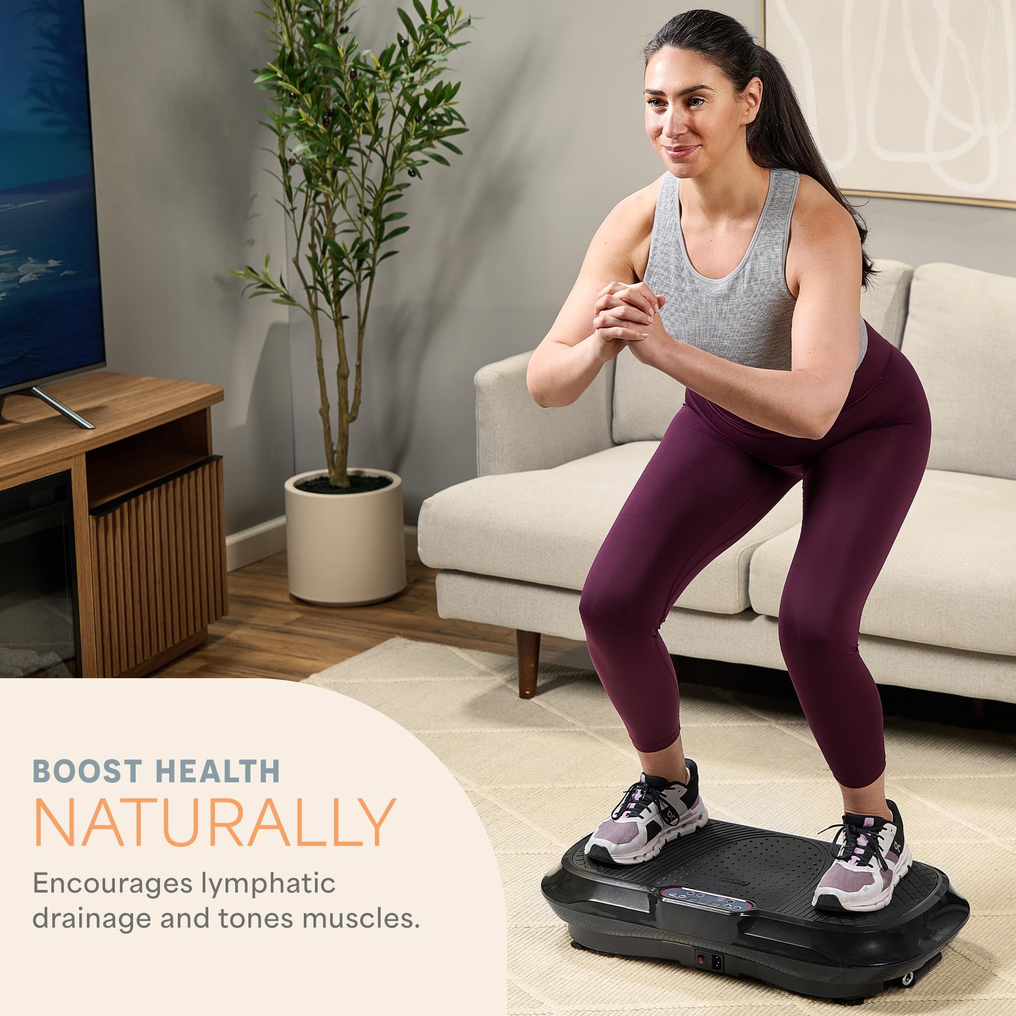 Lifepro Waver Vibration Plate Exercise Machine for Lymphatic Drainage, Muscle Activation, Full-Body Workout Vibrating Platform with Loop Bands, Fitness Equipment for Strength Toning & Fat Loss