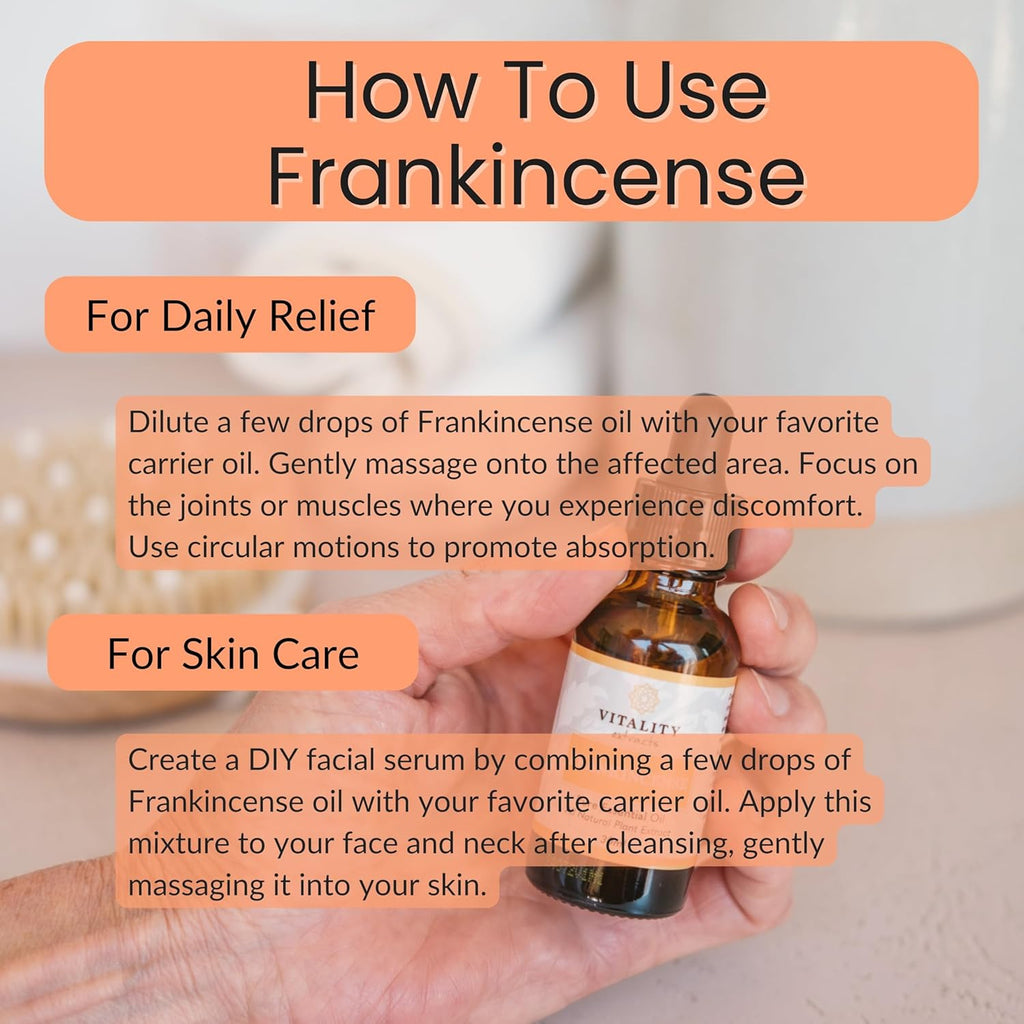 Vitality Extracts Frankincense Essential Oil - 10ml, Boswellia Serrata, Aromatherapy, Skin Care, Natural Calm, Rest & Relaxation, Yoga, Comfort