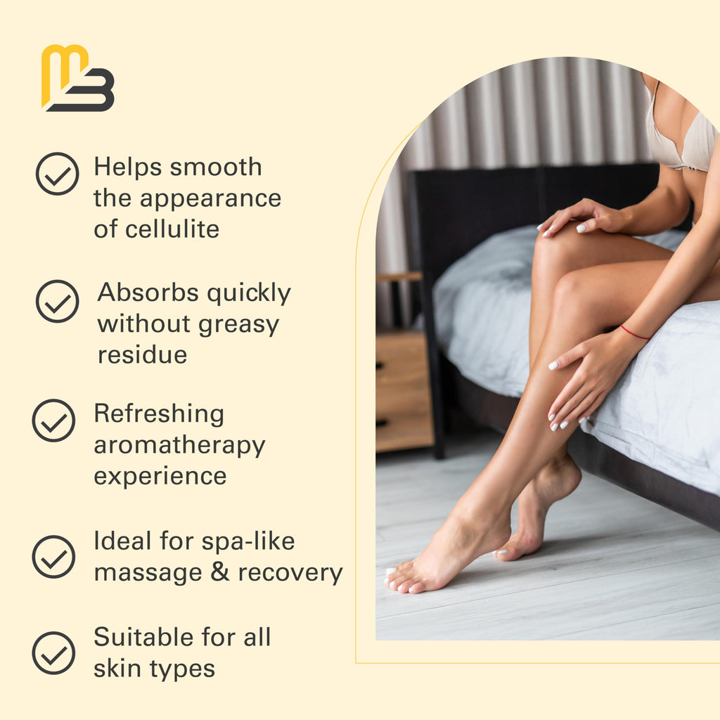 Firming Body Massage Oil with Collagen & Stem Cell – Helps Smooth The Appearance of Cellulite & Improve Skin Texture – Refreshing Aromatherapy Body Oil for Legs & Full Body – 16 Fl Oz