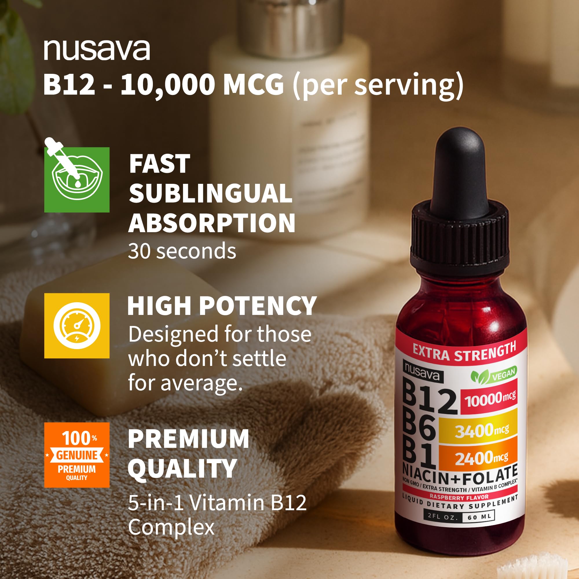 (2 Pack) Vitamin B12 and B6 Liquid Drops, B12 Sublingual Vitamin B Complex - B 12 Vitamin 5000mcg - B12 Methylcobalamin for Energy, Brain, and Heart Support with 27,200 mcg, Raspberry, 80 Servings