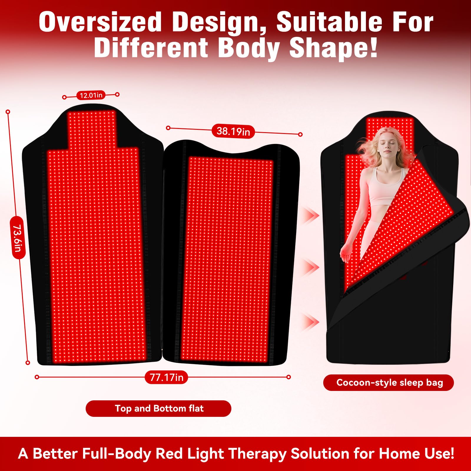 Red Light Therapy for Body,74" x 77.2" Large 2705 LEDs Dual Wavelength (660nm & 850nm) Infrared Therapy Pad, Home Wellness Blanket for Muscle Comfort Skin Rejuvenation