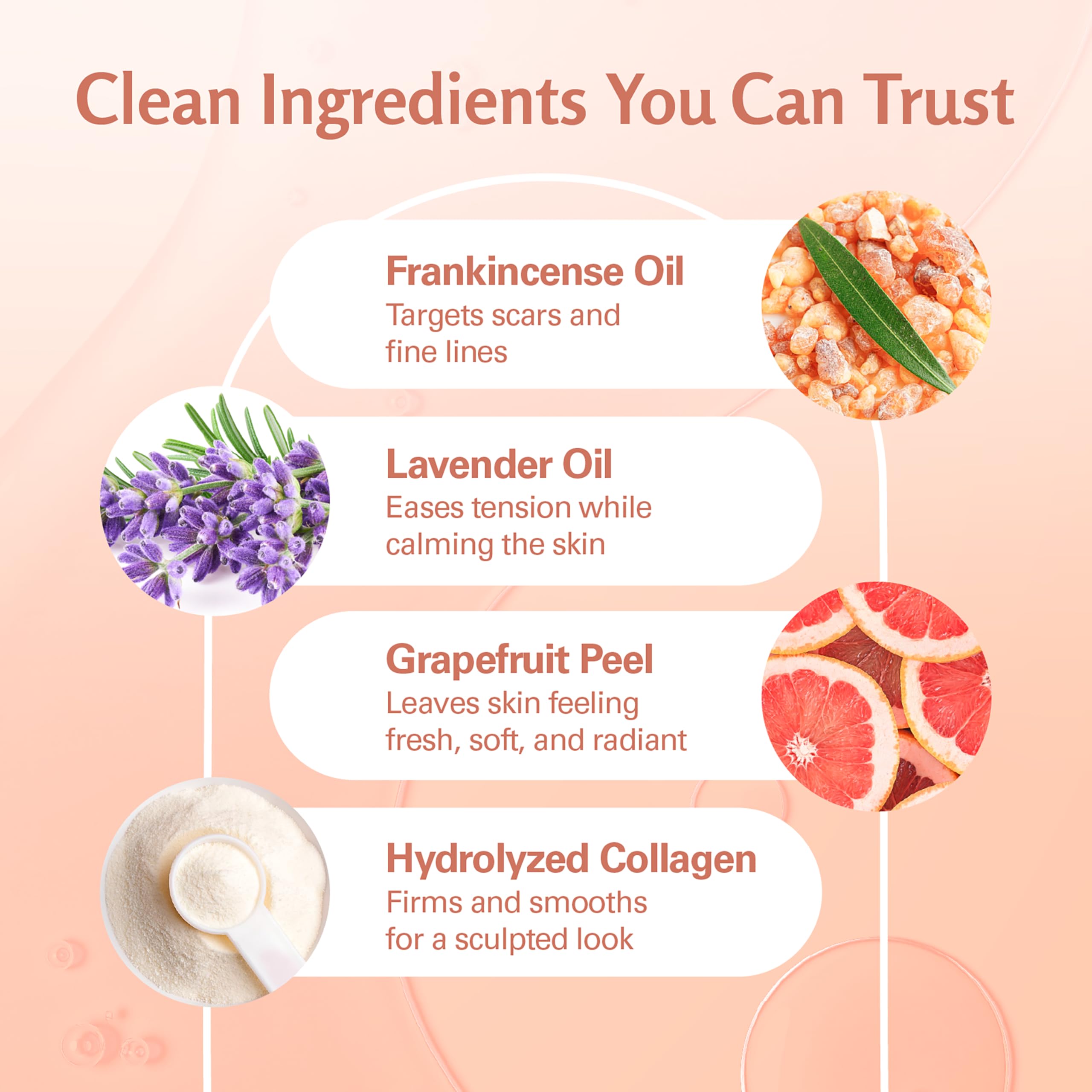 Firming Body Massage Oil with Collagen & Stem Cell – Helps Smooth The Appearance of Cellulite & Improve Skin Texture – Refreshing Aromatherapy Body Oil for Legs & Full Body – 16 Fl Oz