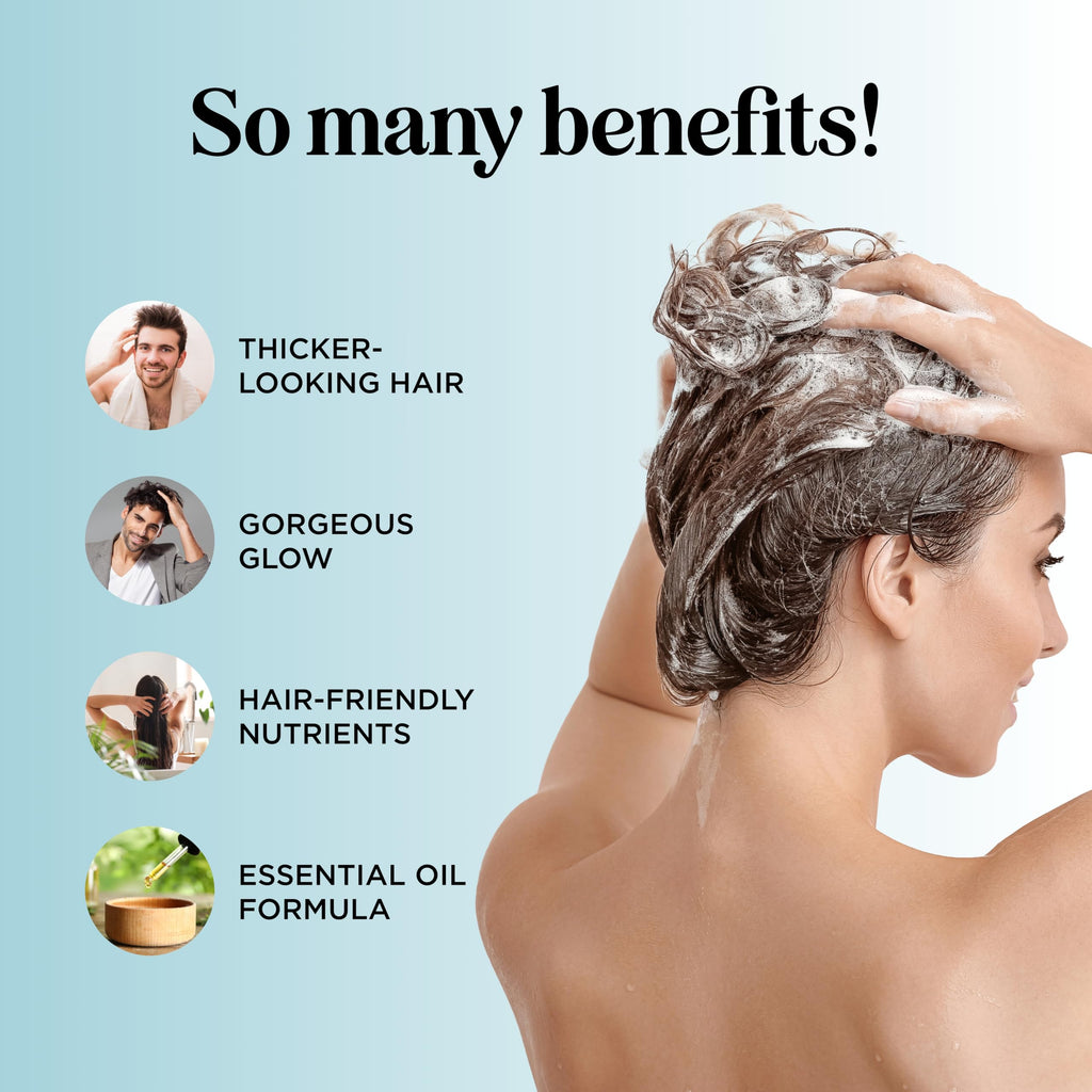 Rosemary and Biotin Shampoo for Thinning Hair - Vegan Volumizing Shampoo for Fine Hair with B Vitamins Argan Oil & Tea Tree Essential Oil - Paraben Silicone and Sulfate Free Vegan Formula (8 Fl Oz)