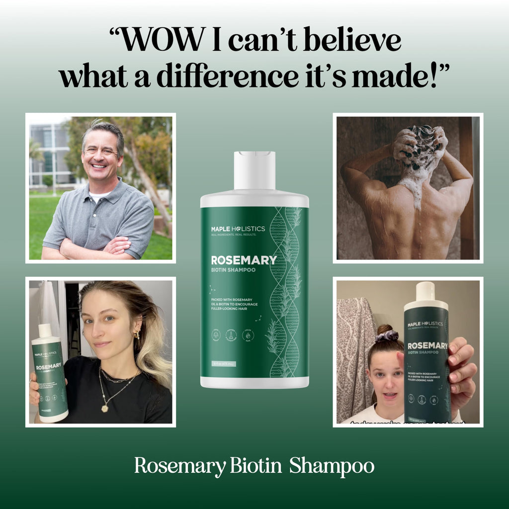 Rosemary and Biotin Shampoo for Thinning Hair - Vegan Volumizing Shampoo for Fine Hair with B Vitamins Argan Oil & Tea Tree Essential Oil - Paraben Silicone and Sulfate Free Vegan Formula (8 Fl Oz)