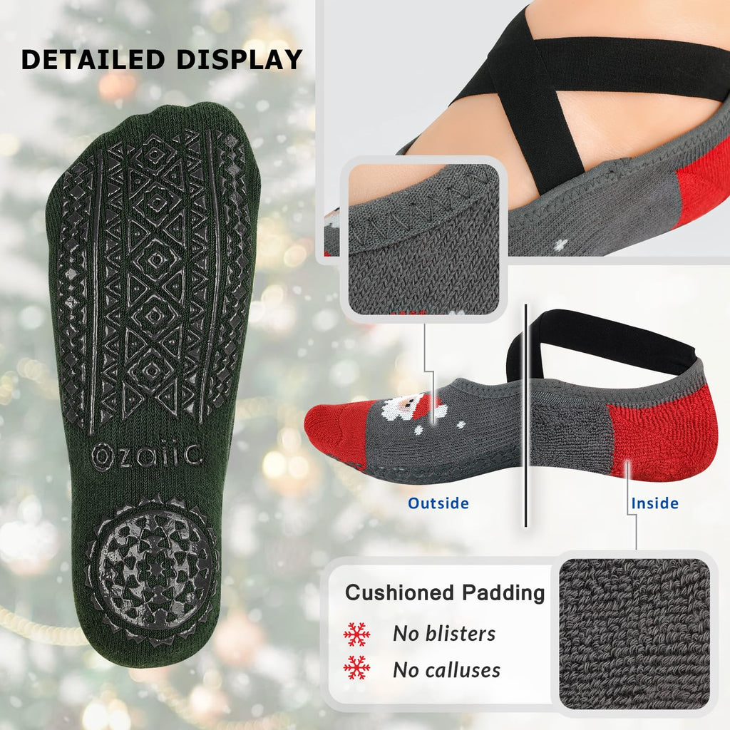 Ozaiic Pilates Socks for Women Non Slip Grip, Yoga Socks with Grippers for Barre, Hospital, Ballet, Dance, Barefoot Workout