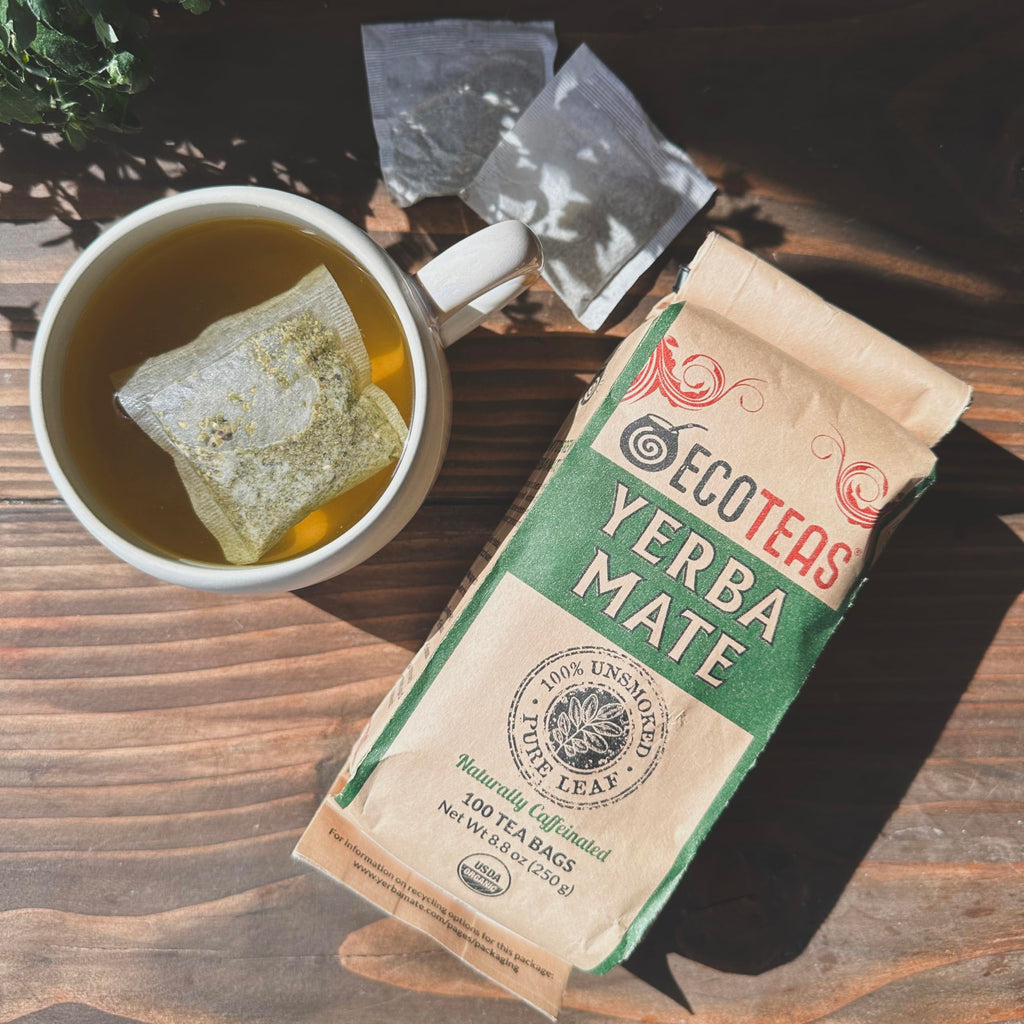 ECOTEAS Premium Organic Yerba Mate Tea Bags – Natural Energy & Detox Herbal Tea – Coffee Alternative - Kosher, Non-GMO, Gluten-Free - 100 Unsmoked Bulk Bags, 8.8 oz (Pack of 1)